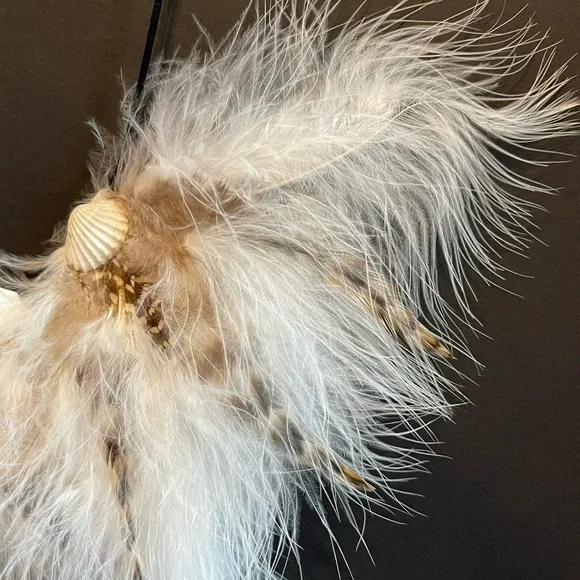 🐸Feather and seashell necklace on adjustable length silky cord - reversible NWOT - Picture 5 of 8